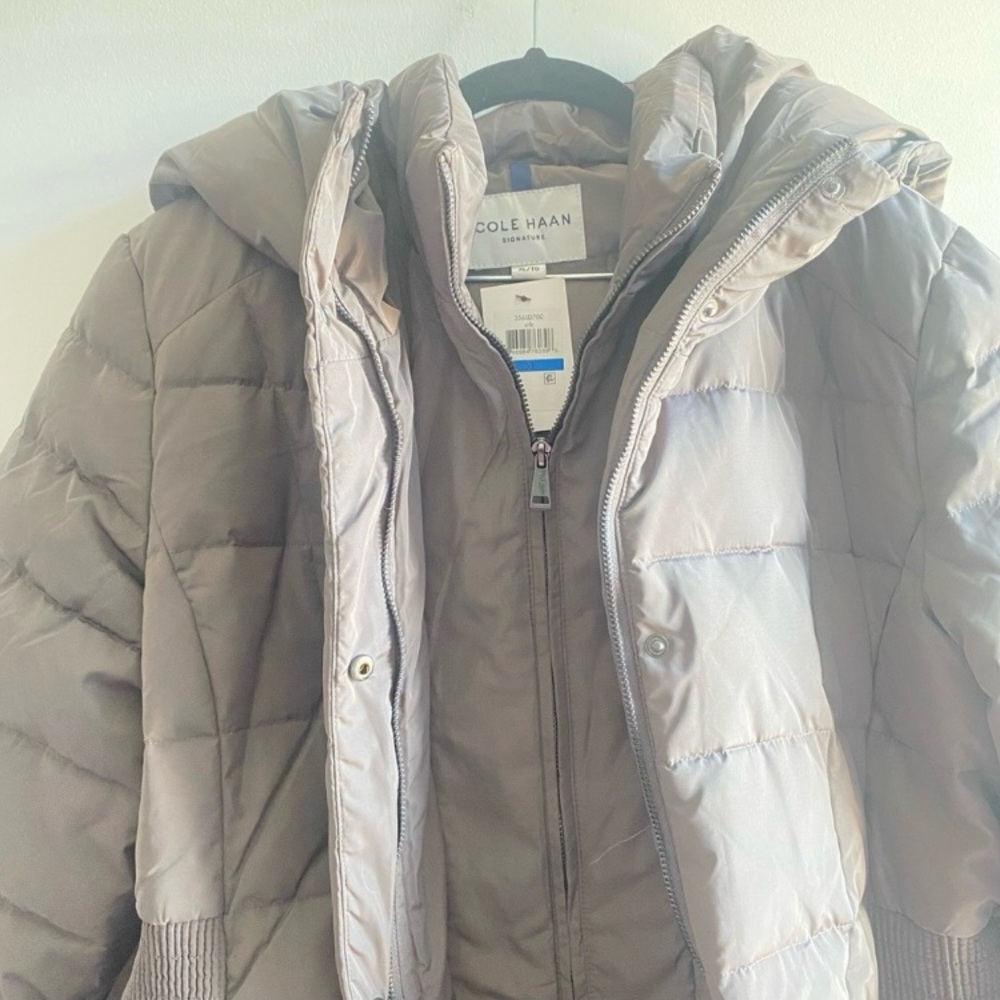 🌟SOLD🌟Cole Haan XL Carbon Grey Bib Insert Down & Feather Fill Coat NWT - Picture 5 of 6